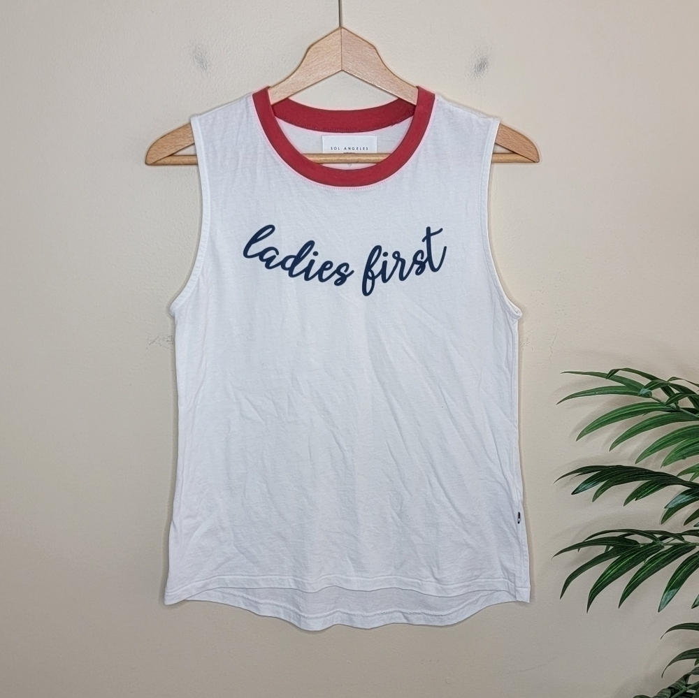 Sol Angeles White Red Navy Ladies First Graphic Ringer Tank Top Size XS